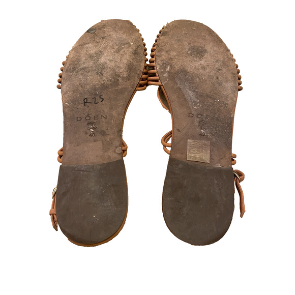 Doen Paloma Leather Sandals 40 9.5 Camel Slingback Boho Cottagecore - Picture 6 of 6
